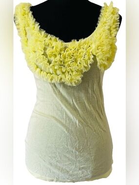Premise Studio Vibrant Yellow Textured Ruffle Fringe Scoop Neck Tank medium
